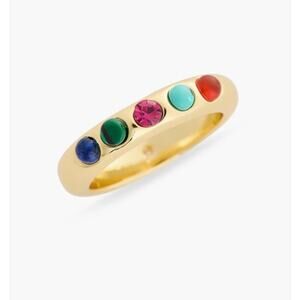 New Covet Scatter Stone Jewel Gold Tone Rainbow Ring Band - Size 9